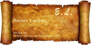 Beron Larion névjegykártya